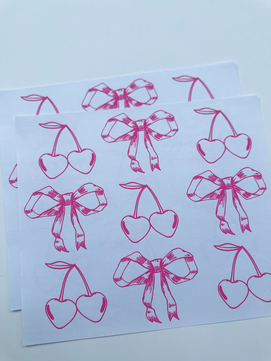 Coquette hot pink ink transfer