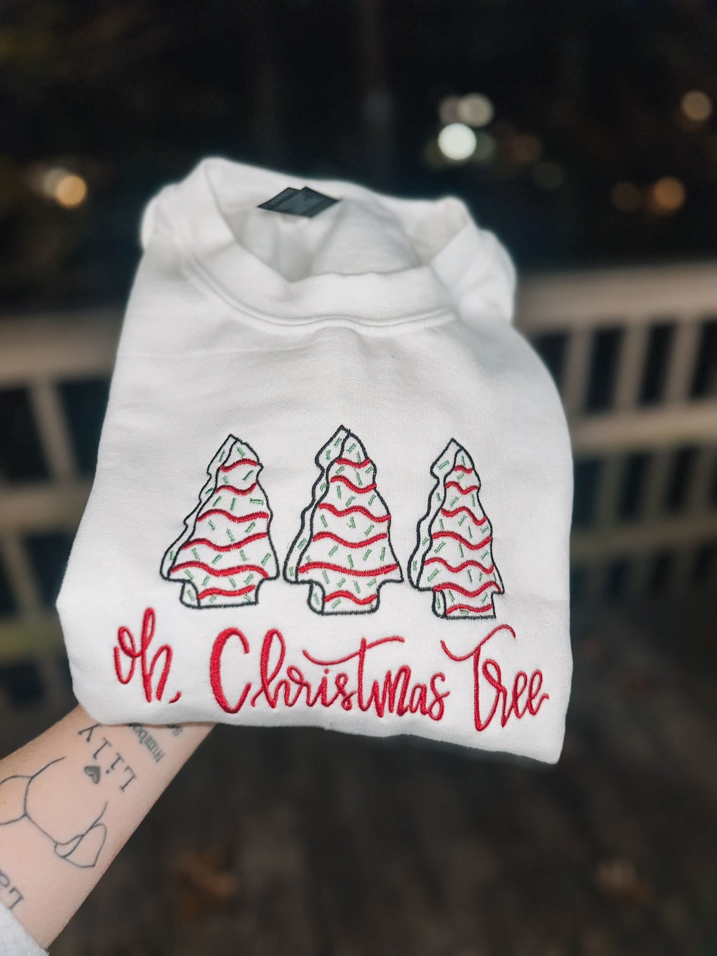 Oh Christmas tree embroidered unisex crewneck sweatshirt