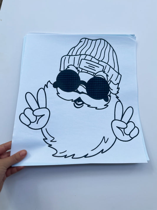 Retro Santa black ink transfer
