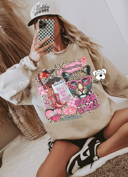 Girly drink Collage Crewneck