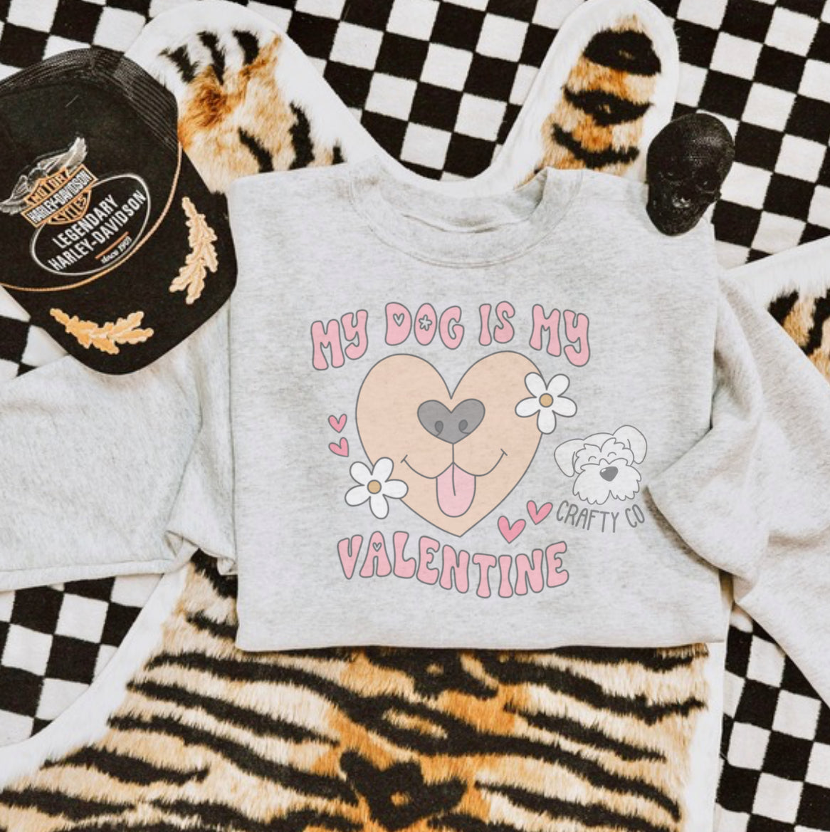 My dog is my valentine Unisex Crewneck