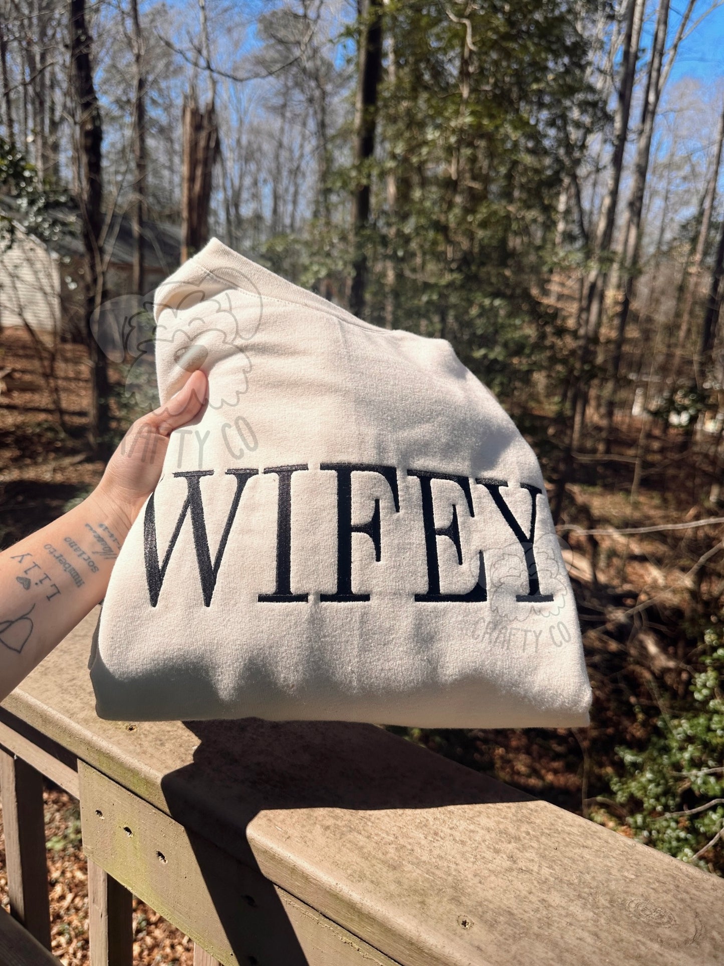 Wifey BIG letters embroidered crewneck