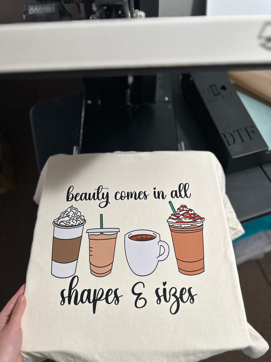 Shapes and sizes  comfort colors T-shirt