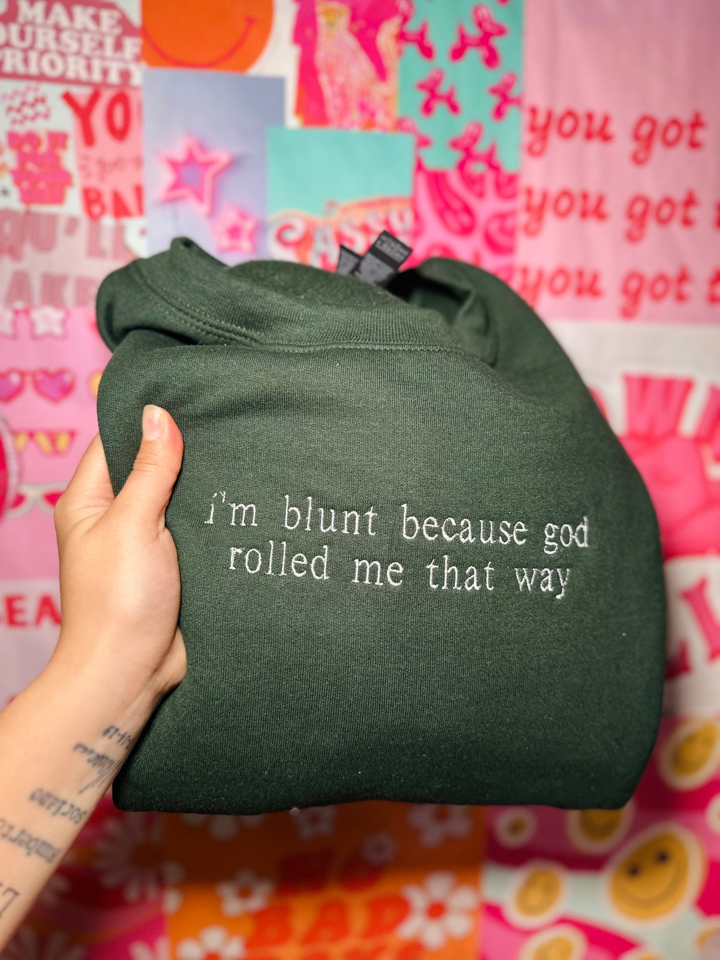 I’m blunt embroidered crewneck