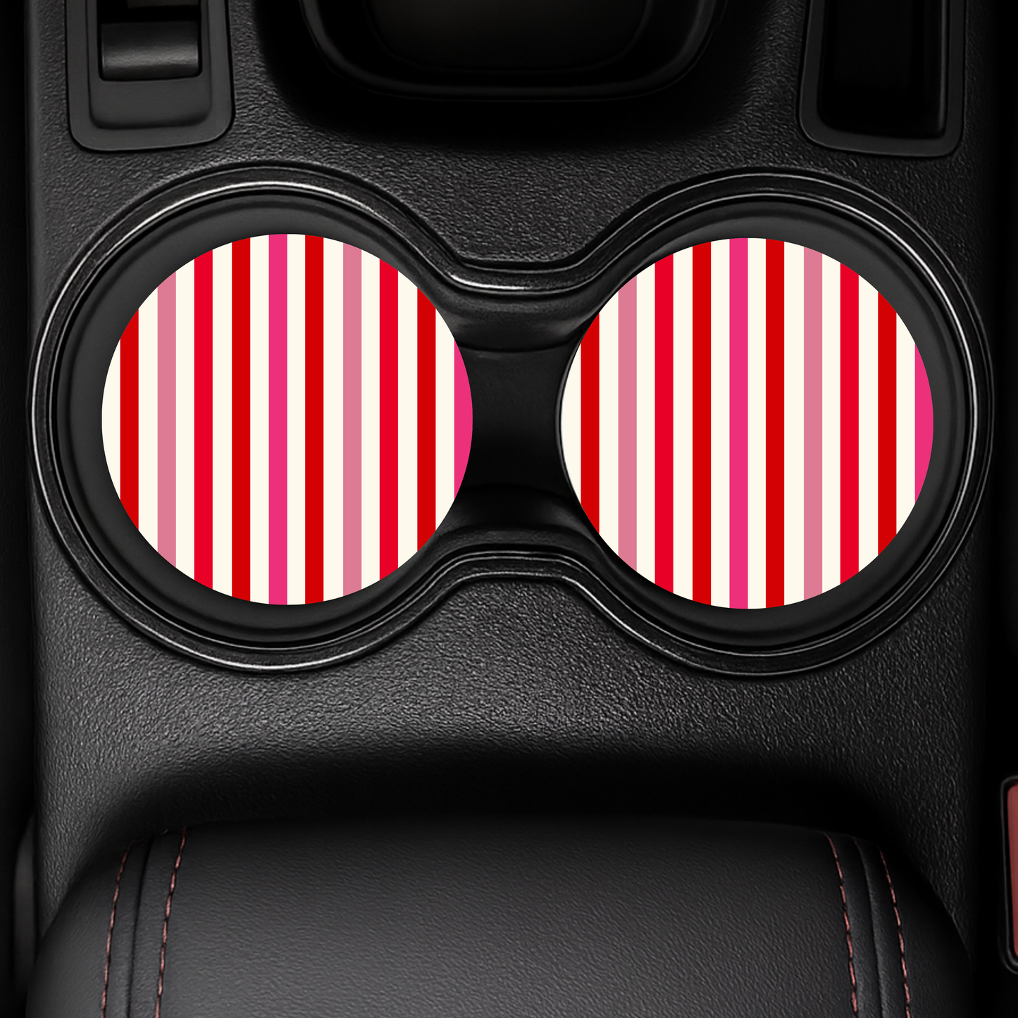 Stripes set of two car coasters