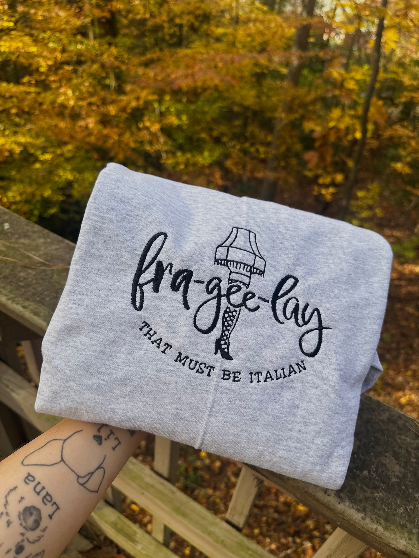 Fra-gee-lay embroidered unisex crewneck sweatshirt