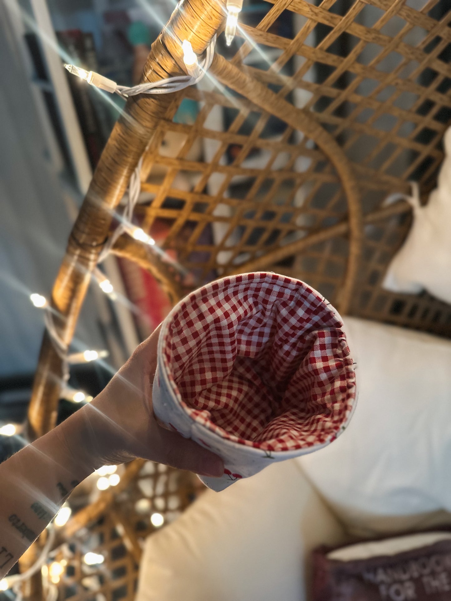 Cherry Weck Jar Koozie – Handmade Lined Fabric Coffee Cozy