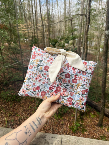 Quilted Book Sleeve with Tie Closure | Side Opening Padded Book Cover | E-Reader & Bible Size
