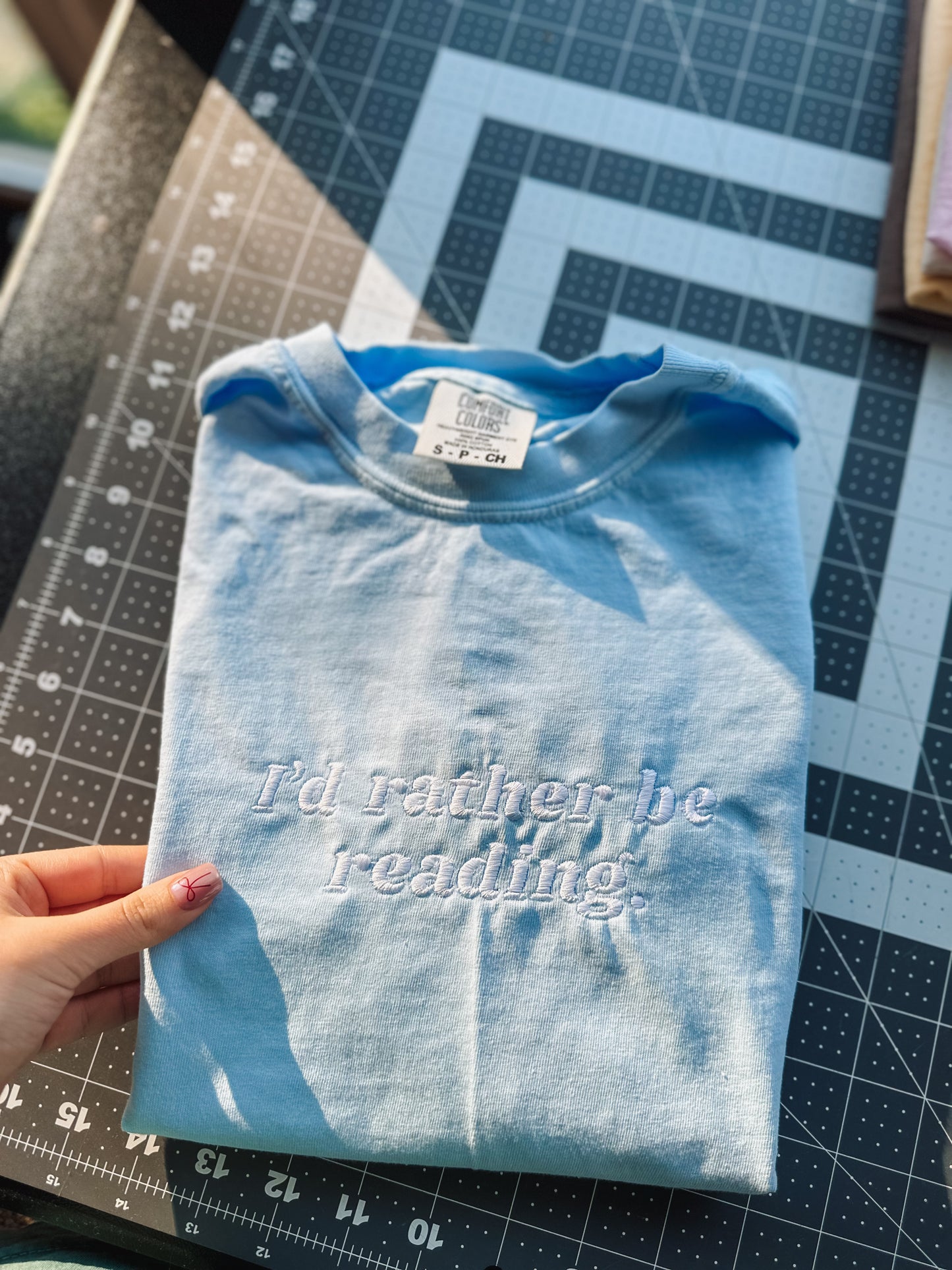 I rather be reading embroidered comfort colors  T-shirt