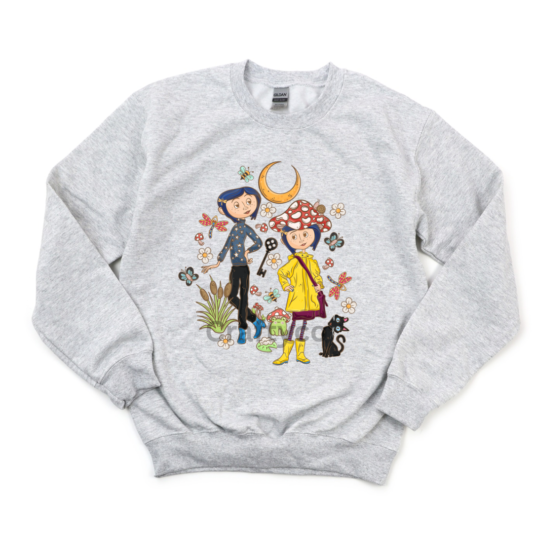 Button girl  crewneck