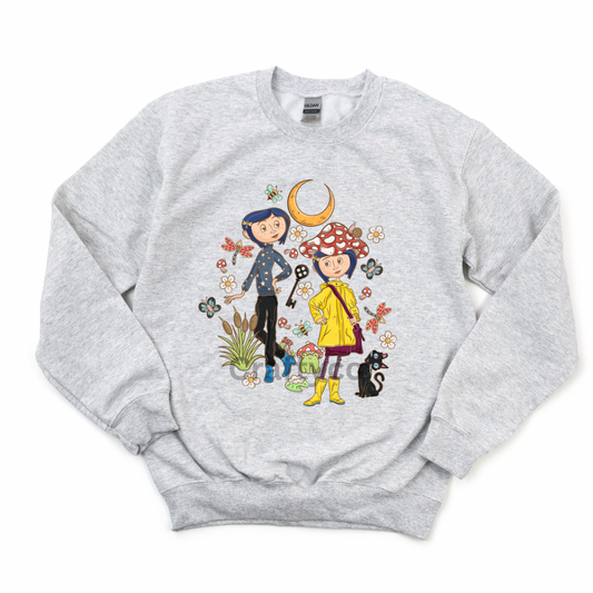 Button girl  crewneck