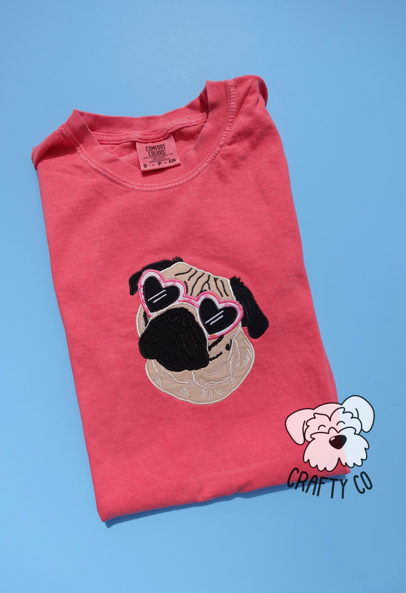 Pug Dog Breed Embroidered Comfort Colors Shirt