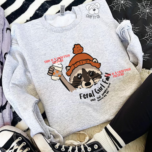 Feral girl raccoon crewneck