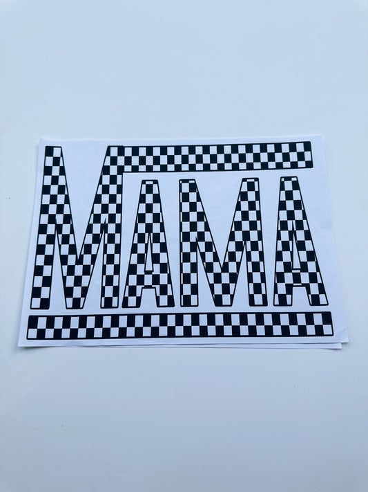 Mama checkered black ink transfer