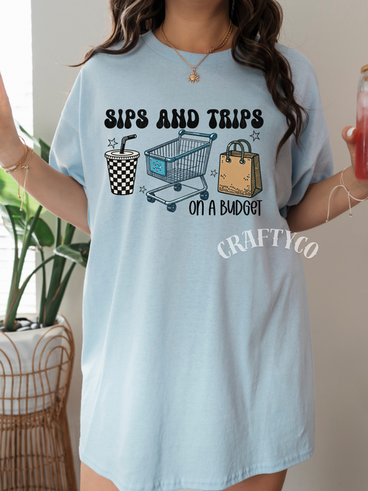 Sips and trips T-shirt