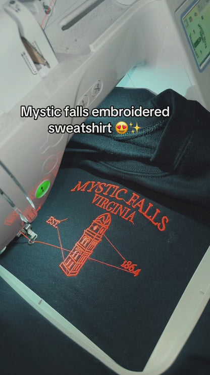 Mystic falls  embroidered crewneck